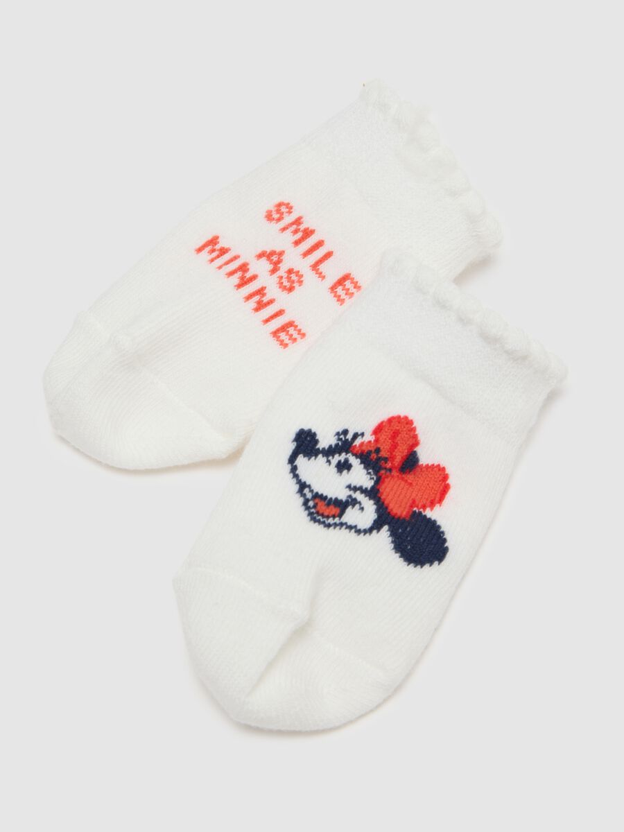 Scarpine in maglia e cotone bianco per neonati con ricami Minnie_2