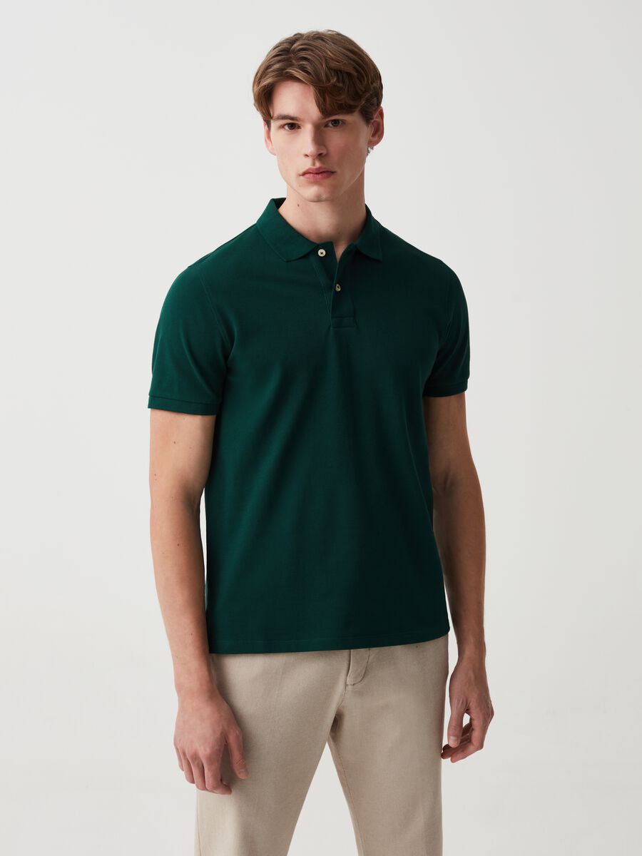 Organic cotton pique polo shirt_0