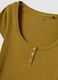 Yellow pure cotton regular fit T-shirt with deep henley neckline_5