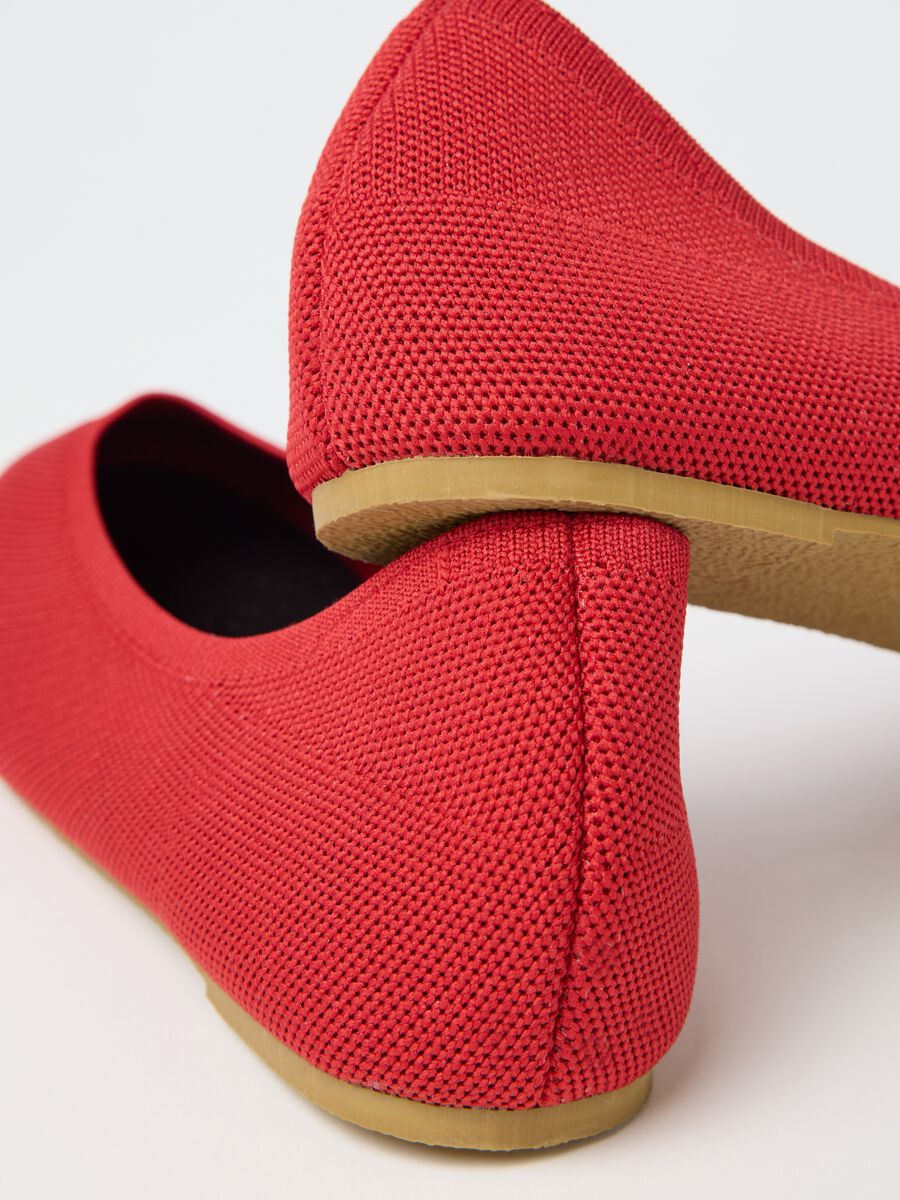 Ovs Red Mesh Fabric Ballet Flats_2