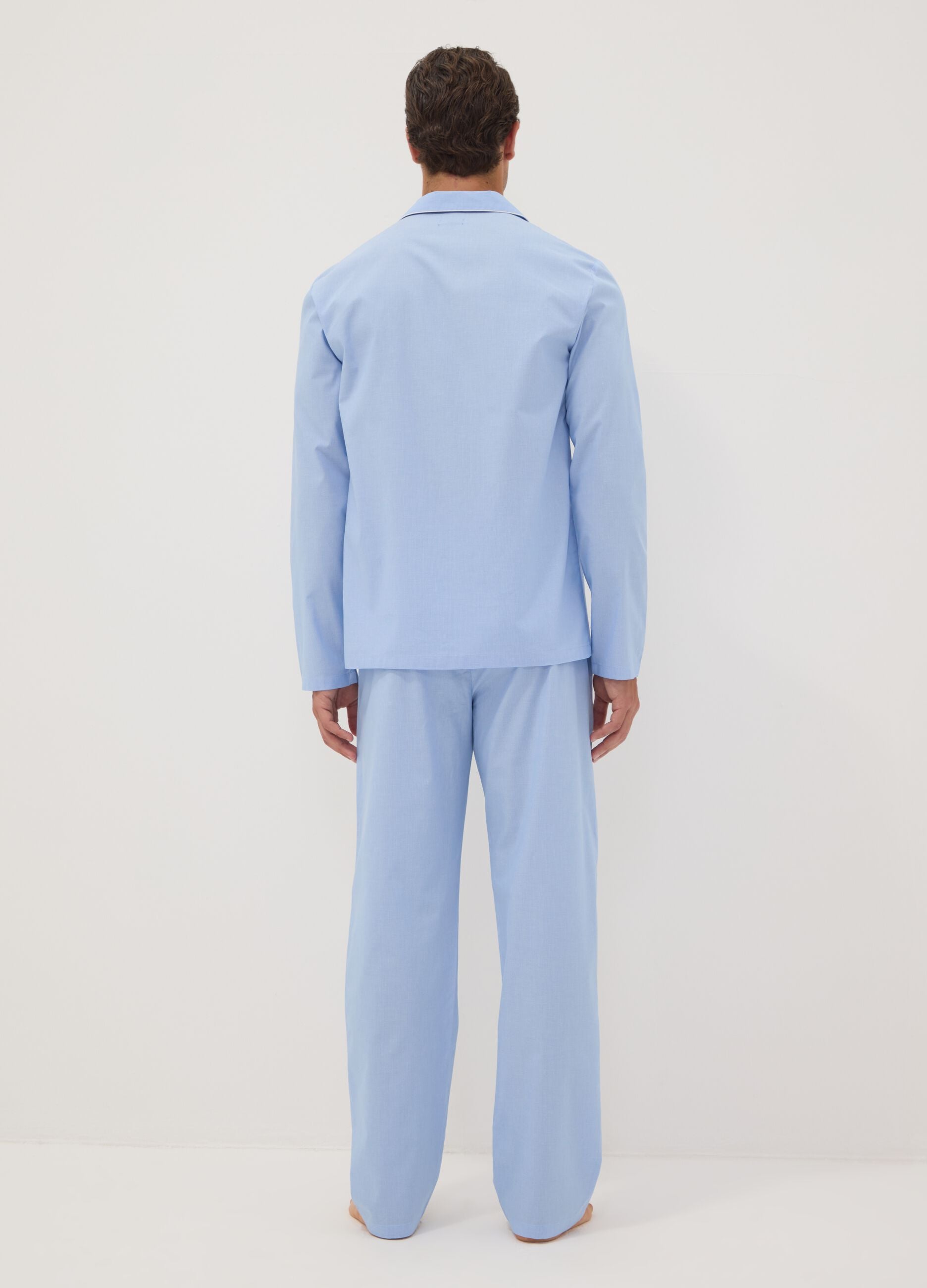 Light blue organic cotton pyjamas with collar