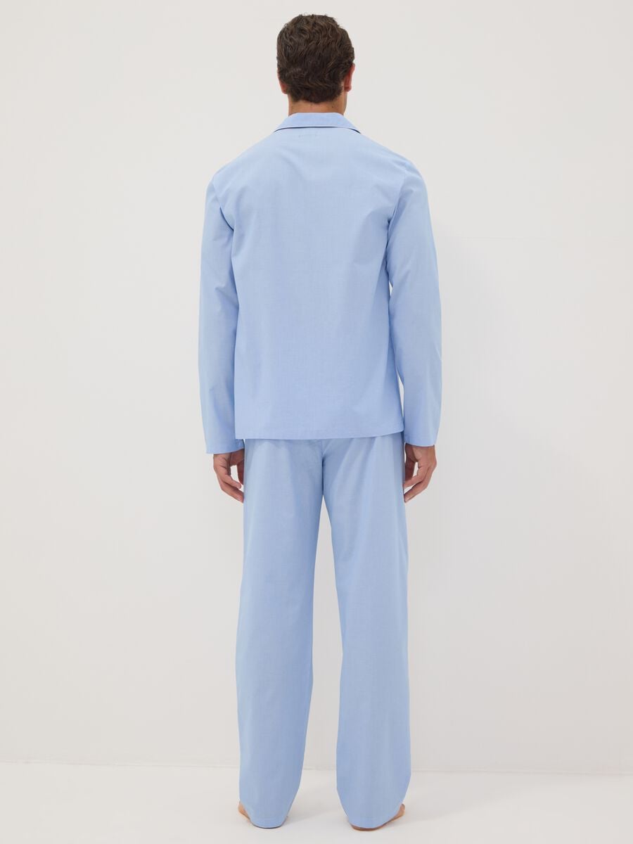 Pigiama azzurro in cotone organico con colletto_3