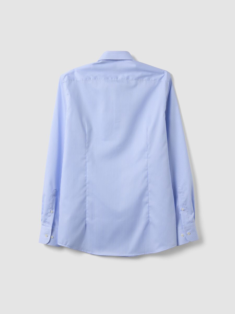 Camicia azzurra in puro cotone no iron slim fit_5