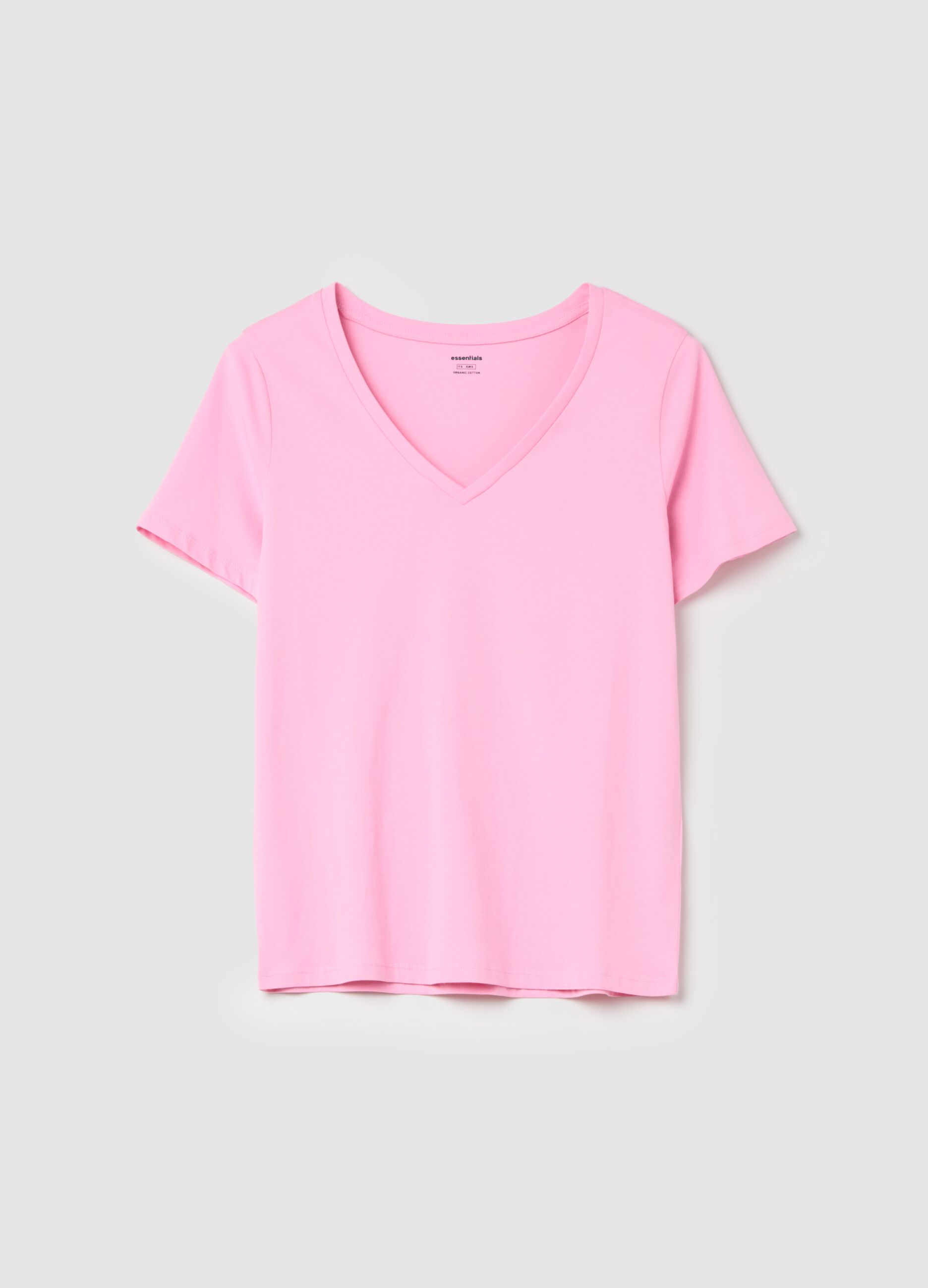 T-shirt in cotone bio con scollo a V 