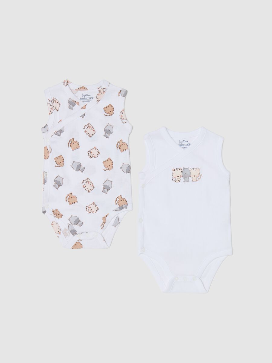 Two-pack bodysuits in organic cotton with V neck_0