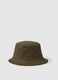 Brown cotton blend hat with reversible design_0