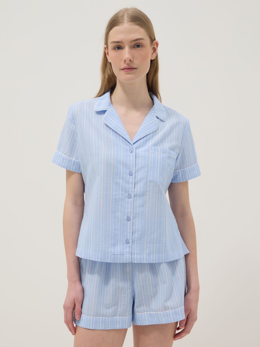 Blue striped pure cotton pyjamas, regular fit_1
