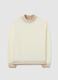 Light beige sweater with high collar and contrasting edges_0