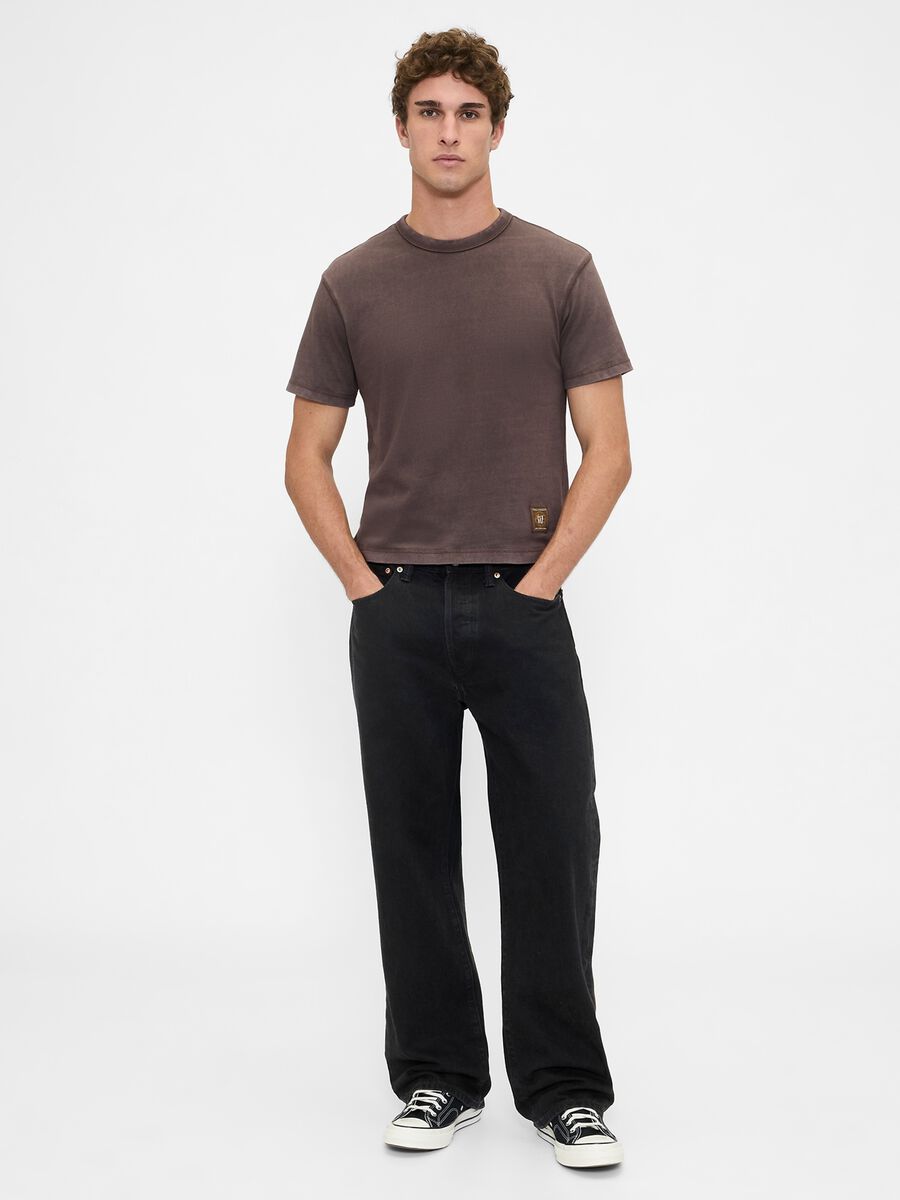 T-shirt marrone in cotone_1