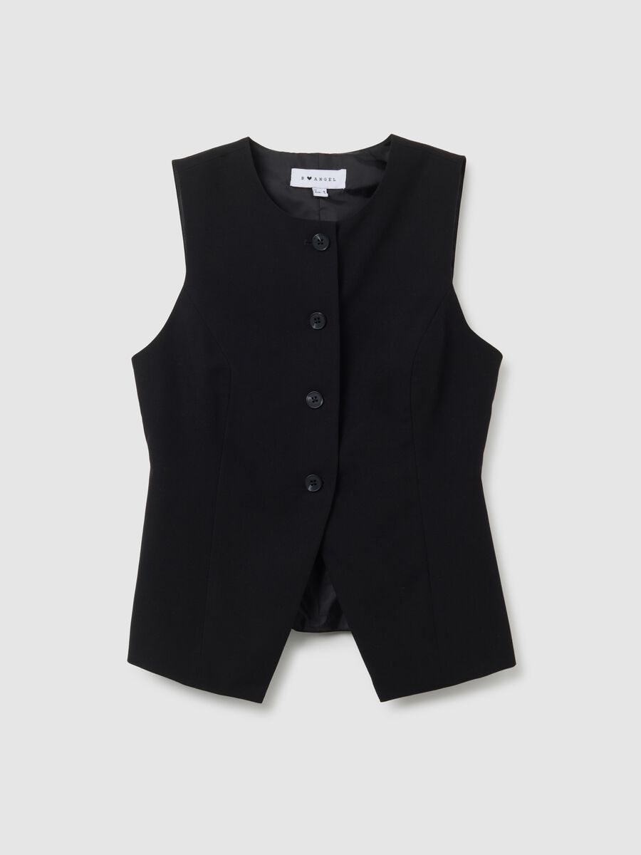 Gilet in tessuto elasticizzato nero_4