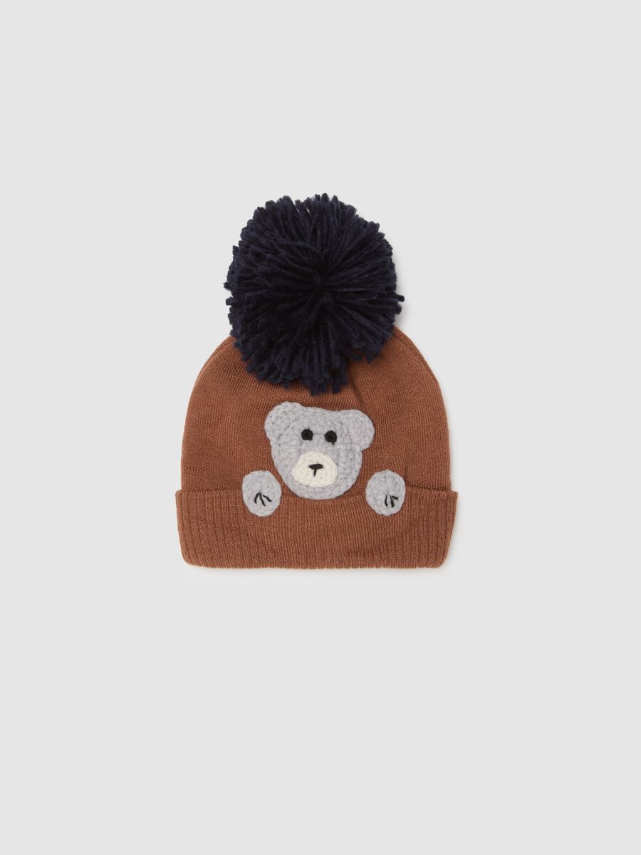 Multicoloured children's hat with pom pom_0