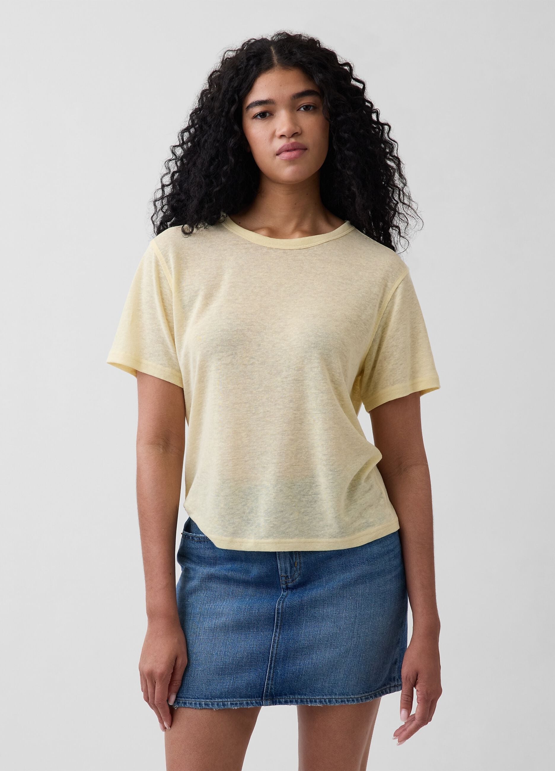 Short-sleeve linen-blend T-shirt