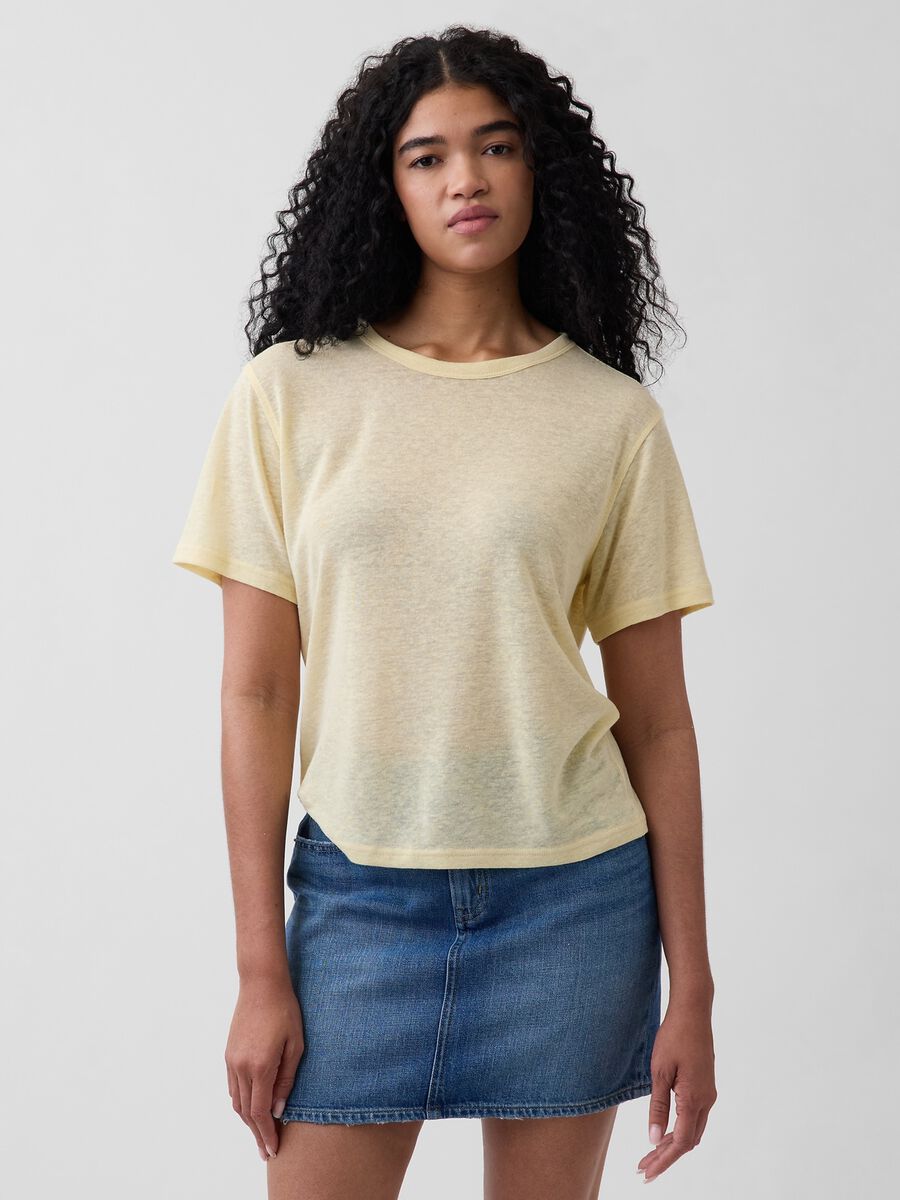 Short-sleeve linen-blend T-shirt_0