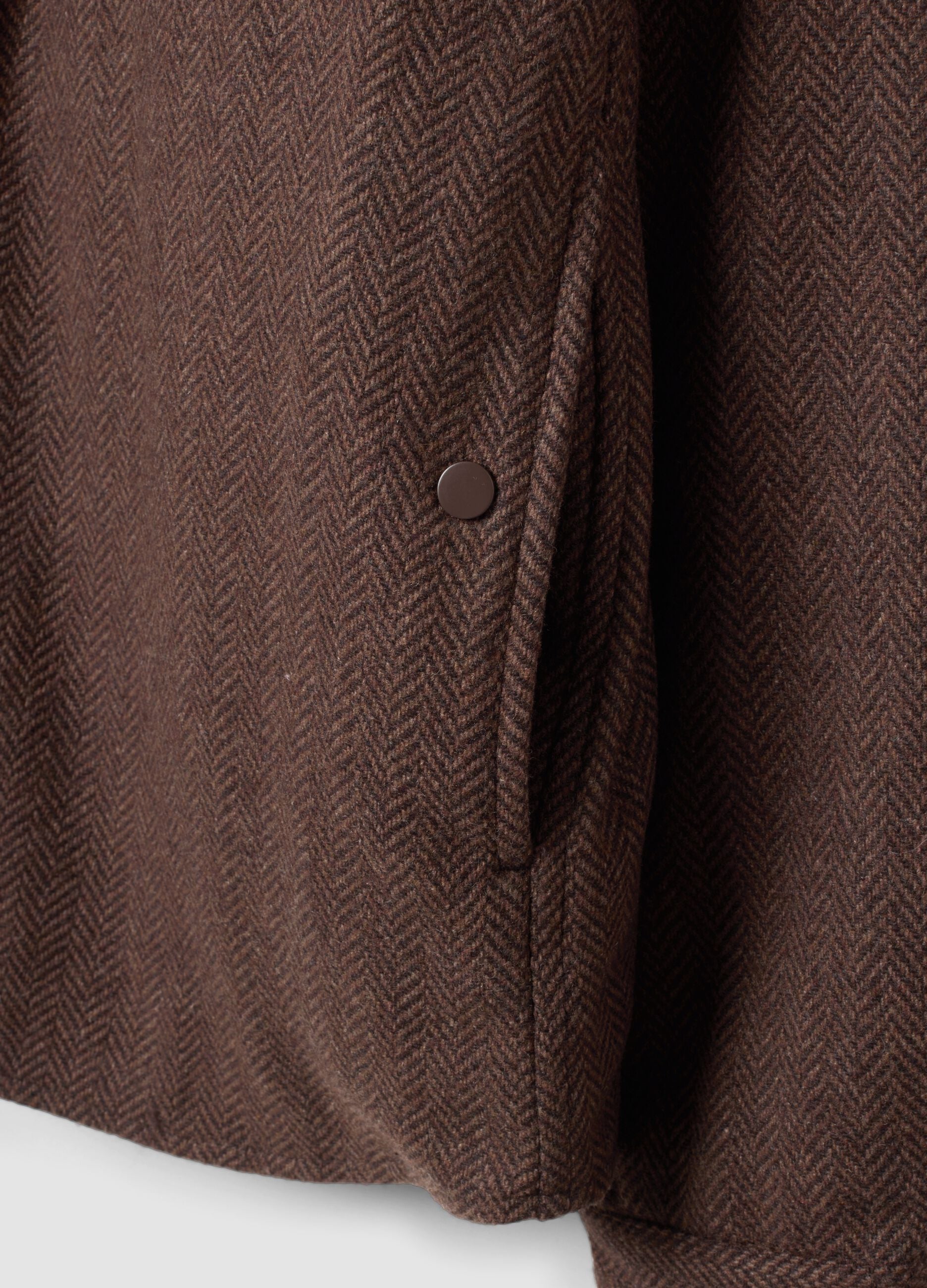 Brown wool-viscose blend shacket