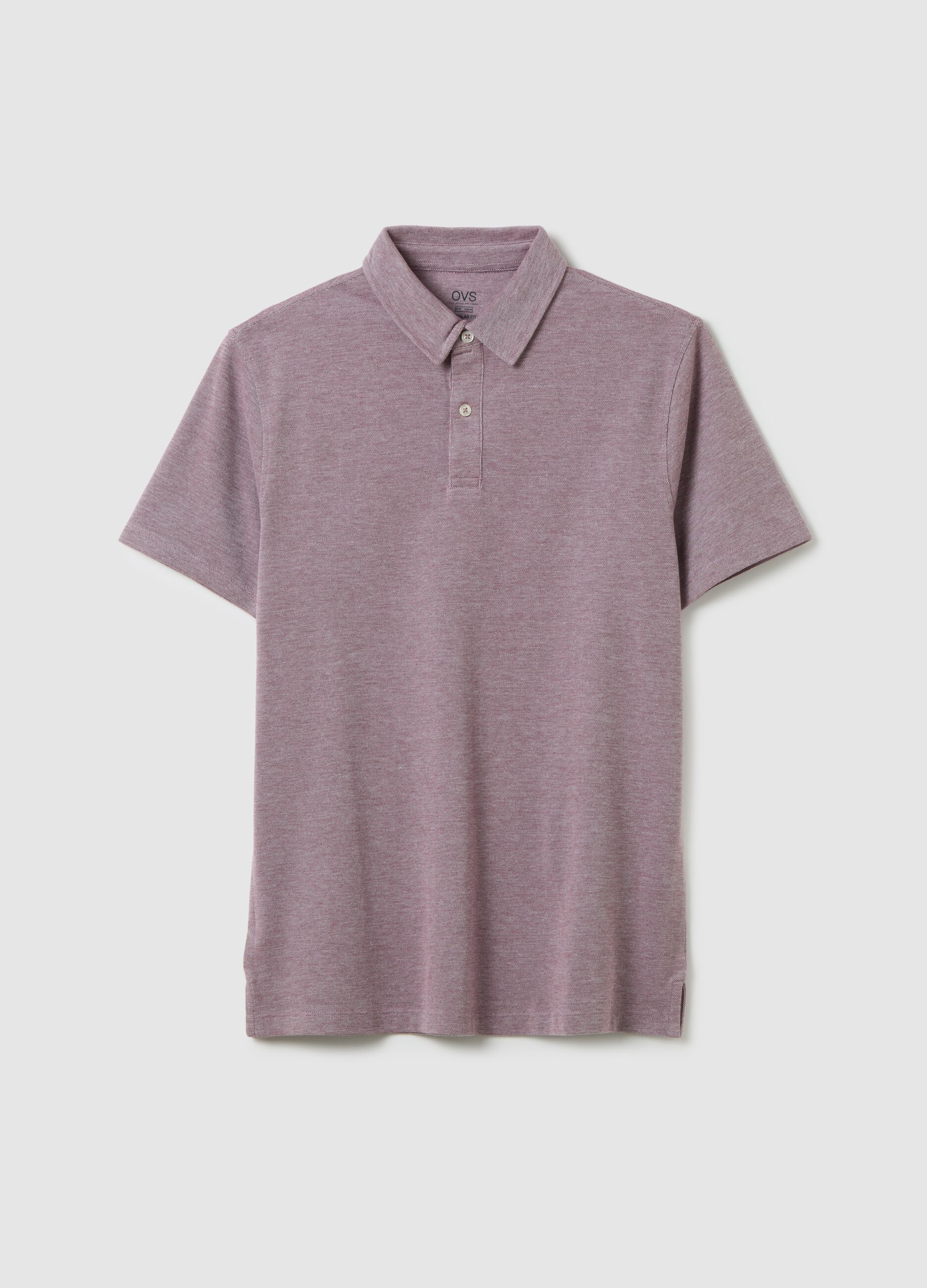 Polo da uomo in puro cotone viola regular fit