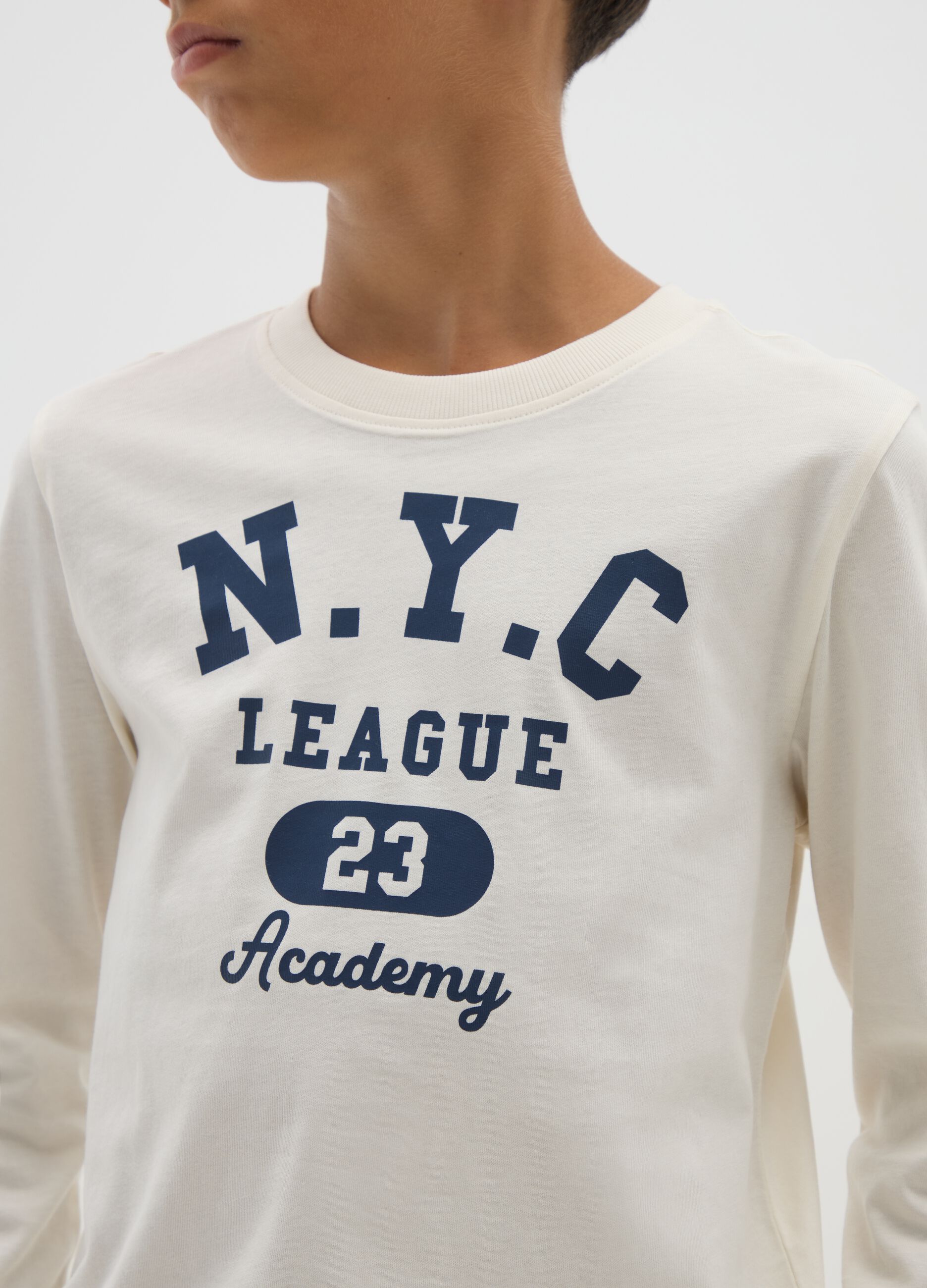 Boys' pure white cotton regular fit T-shirt