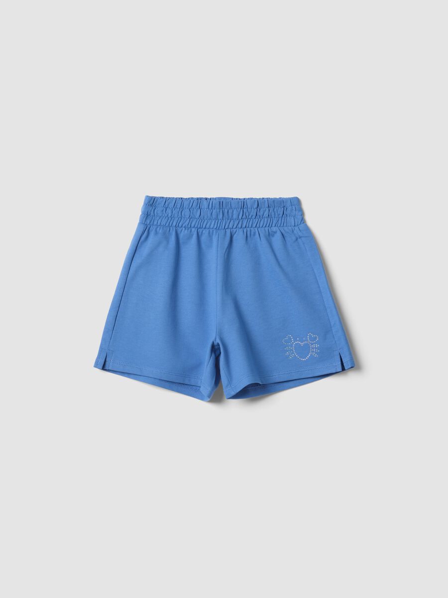 Girls&rsquo; light blue pure cotton shorts with elasticated waist_0