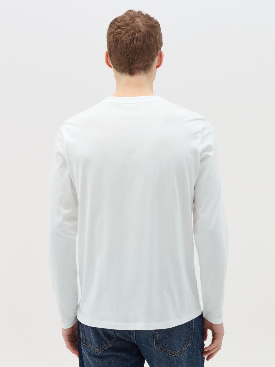 T-shirt with round neck and long sleeves in cotton_3