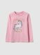 Girl's pink pure cotton top regular fit with print_0