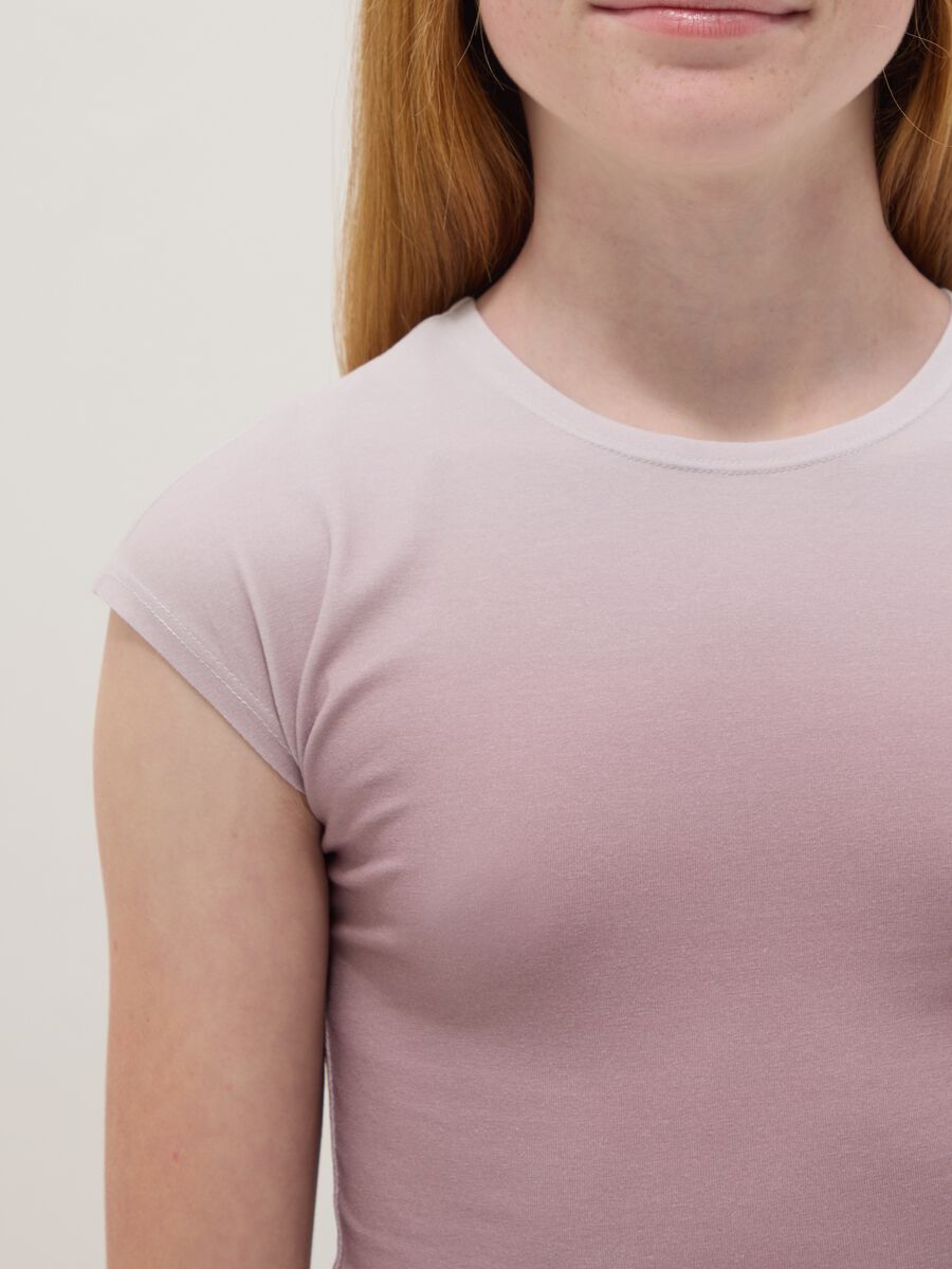 Girls&rsquo; pink ombr&eacute; stretch-cotton short-sleeve slim-fit T-shirt_2