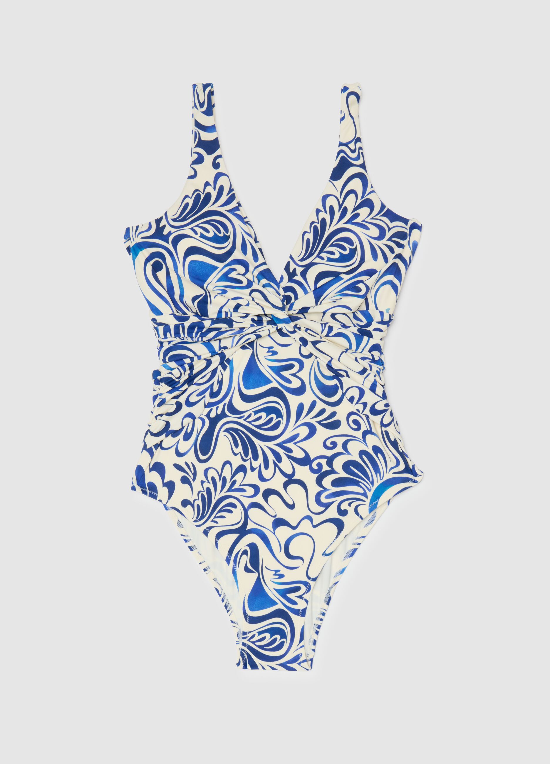 Women’s one-piece swimsuit in multicoloured stretch blend fabric
