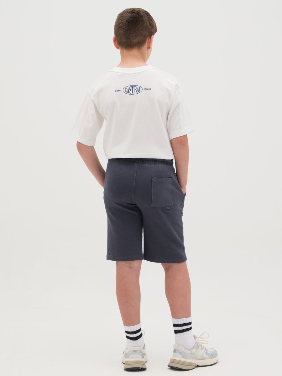 Shorts da ragazzo in puro cotone blu regular fit_2