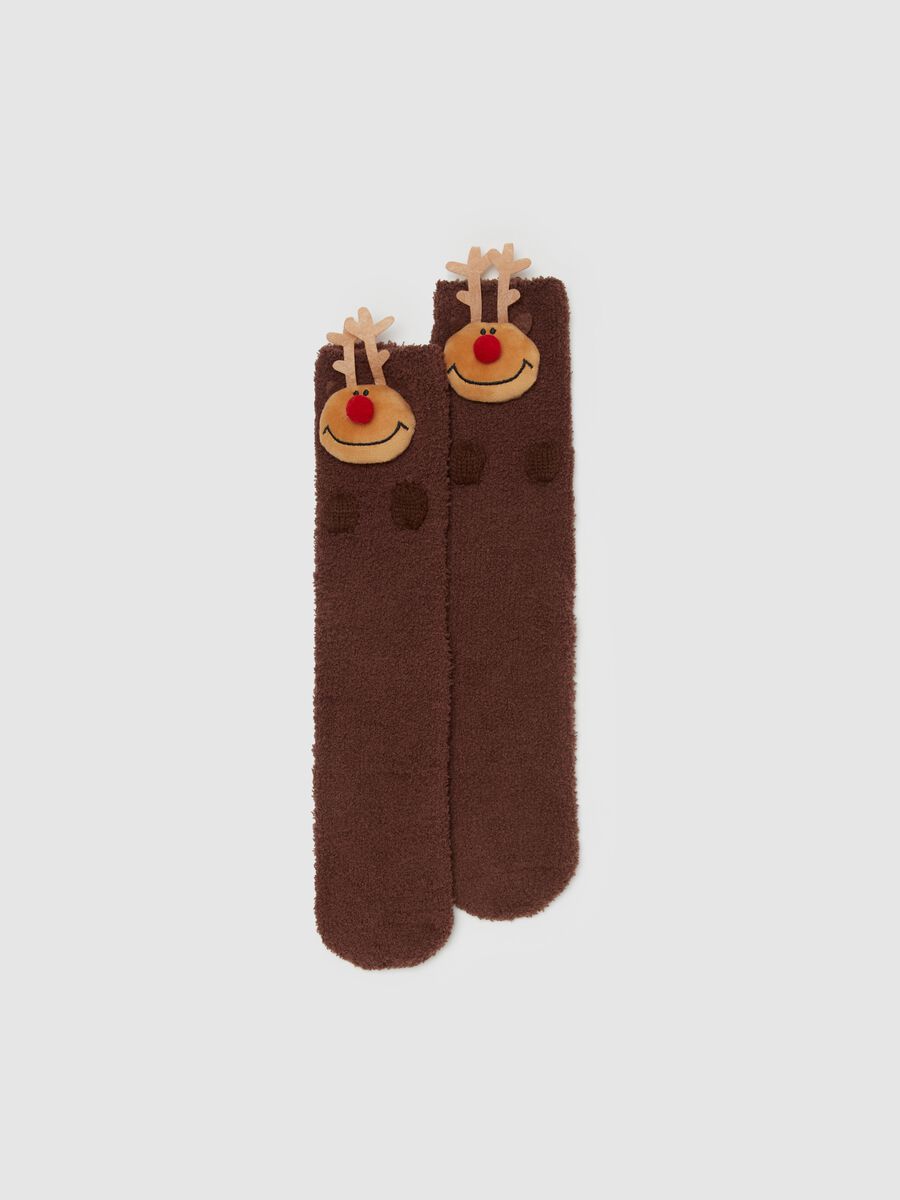 Chenille socks with Christmas appliqué detail_0