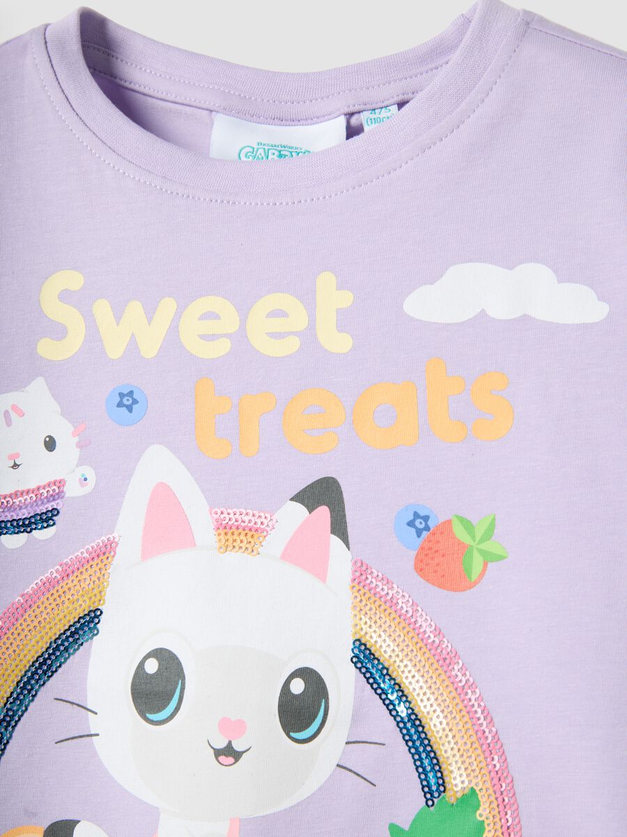 T-shirt in cotone elasticizzato viola da bambina regular fit_2