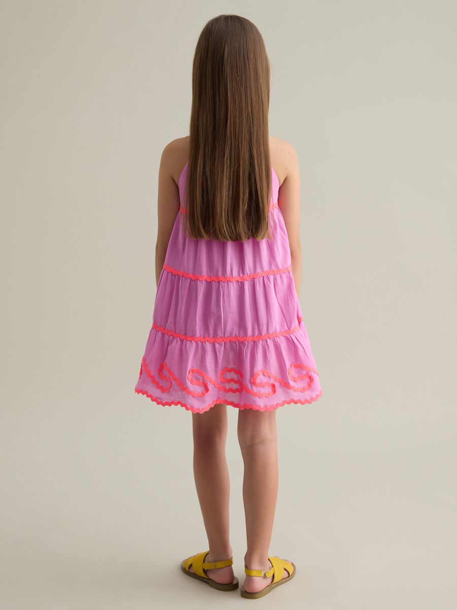 Multicolour cotton baby dress with regular fit and layered ruffles_2