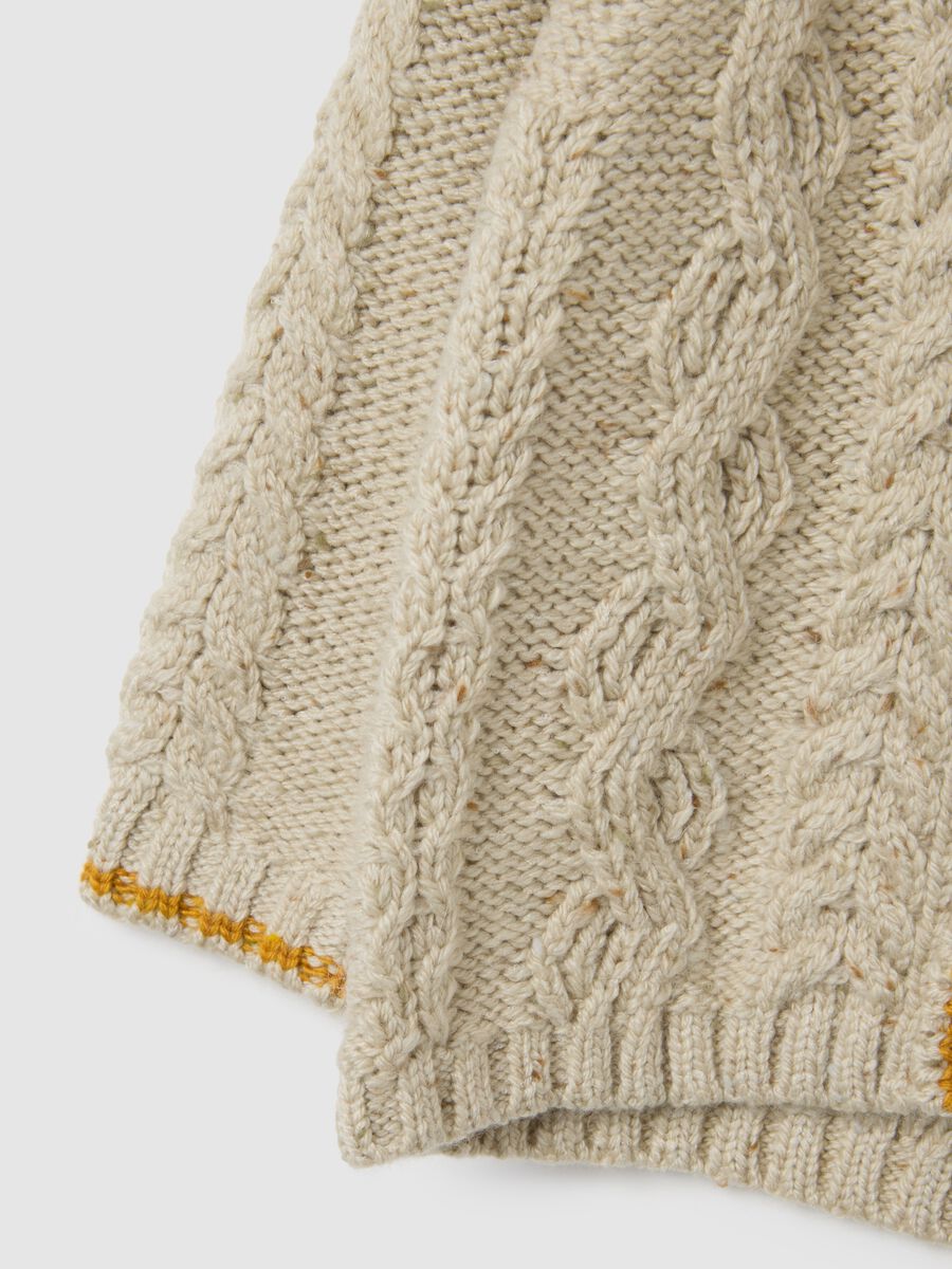 Beige regular fit baby cardigan with buttons_2