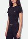 Black pure cotton crop T-shirt with crew neck and print_3