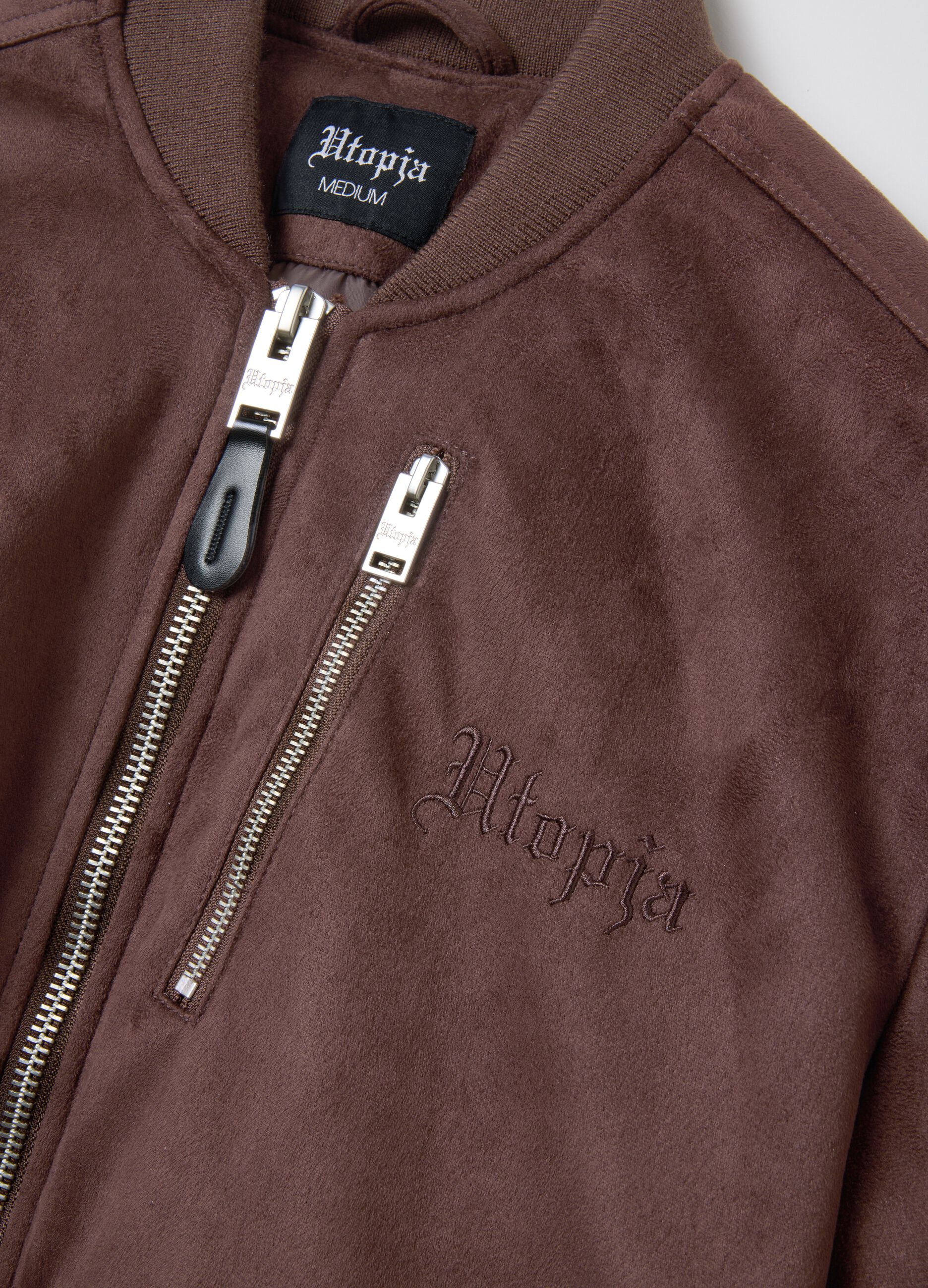 Brown Suede Bomber Jacket