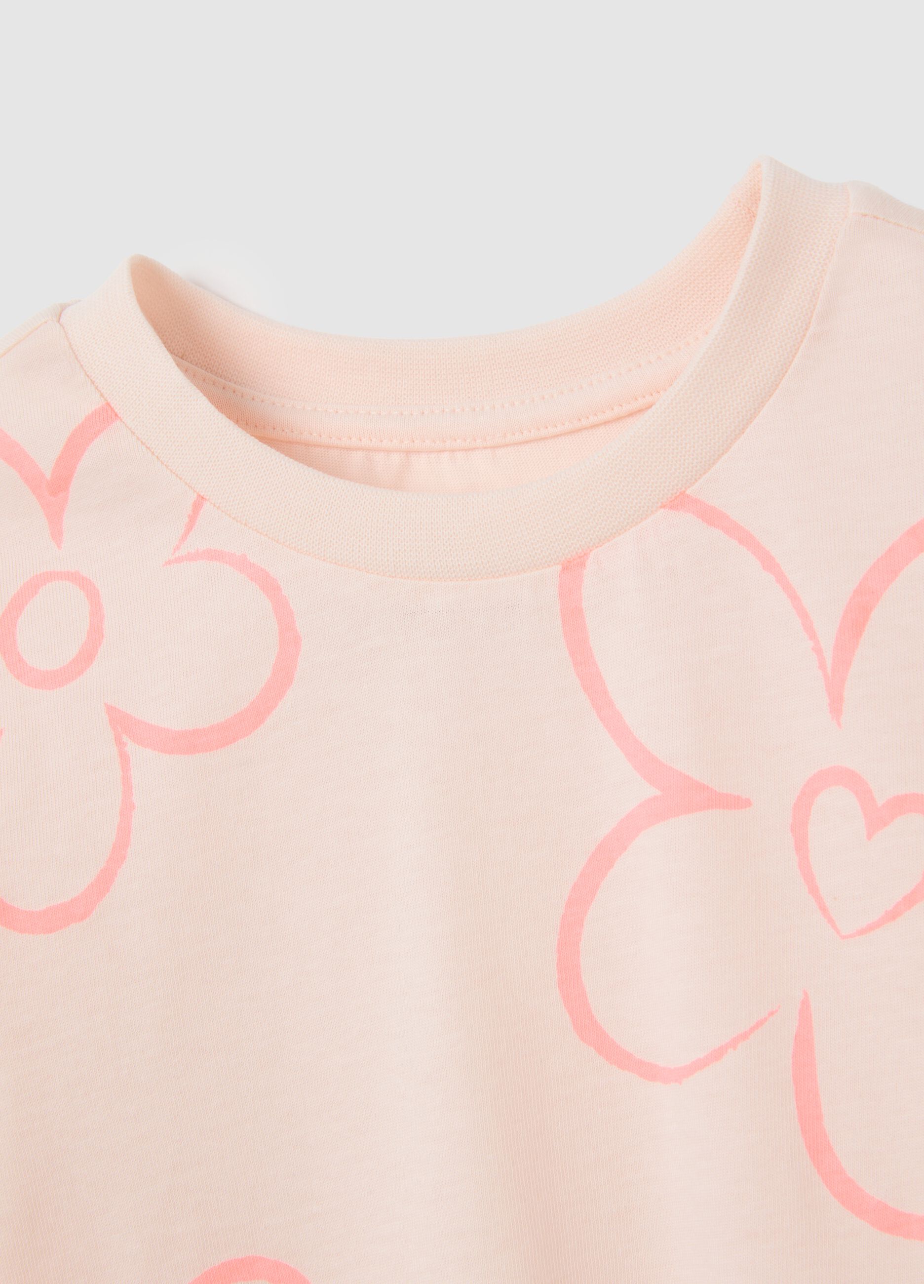 Girls' pink pure cotton regular fit t-shirt