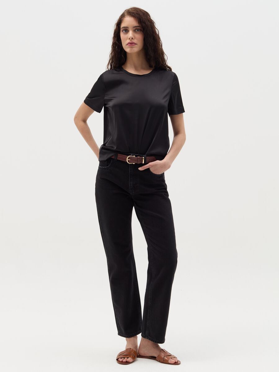 Short-sleeved blouse in satin_1