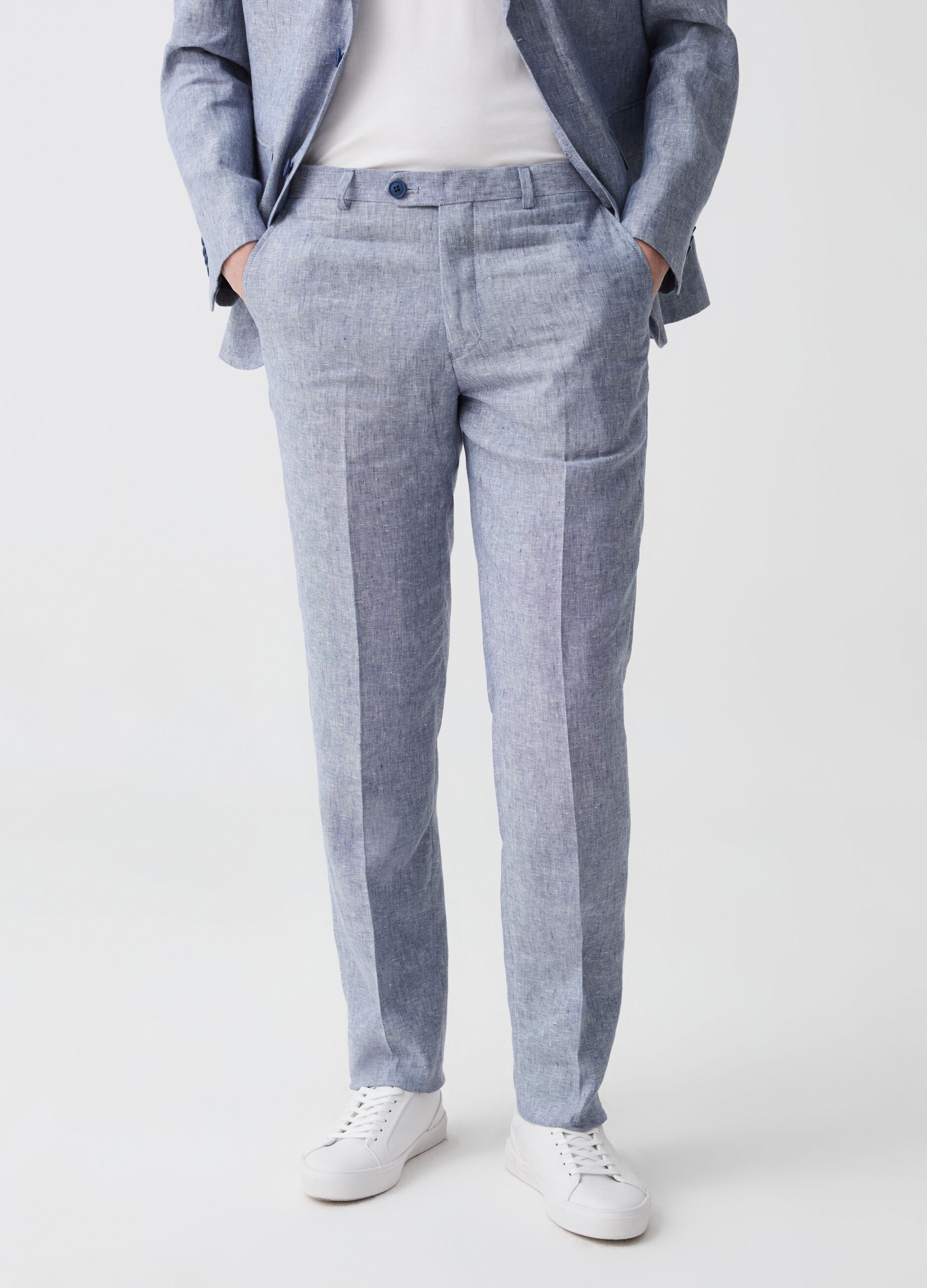 Slim-fit trousers in linen