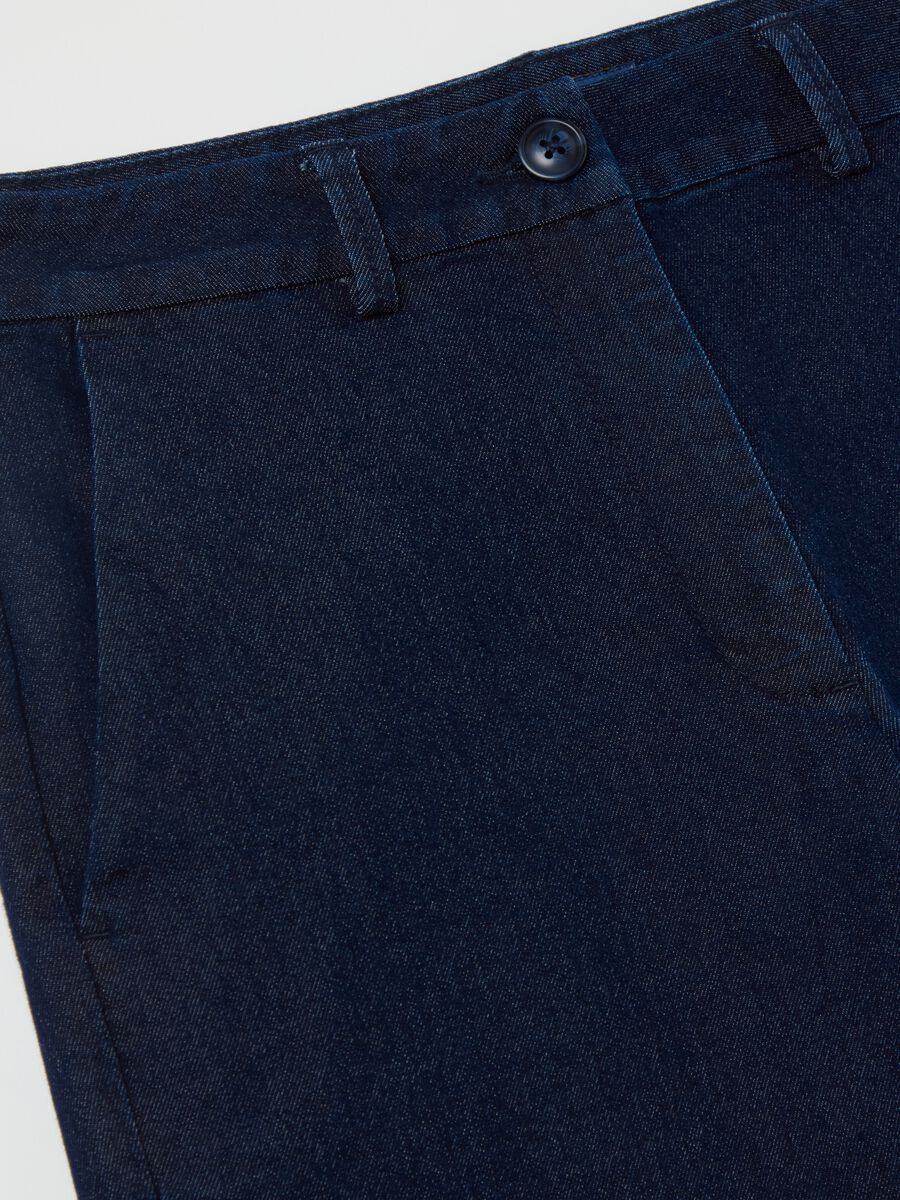 Fluid culotte trousers in denim with turn ups_5