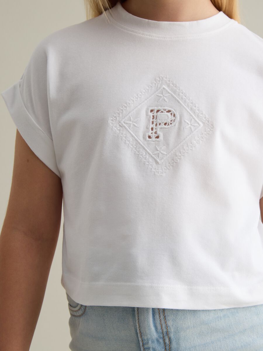 Girls' Stretch Cotton White T-shirt_2