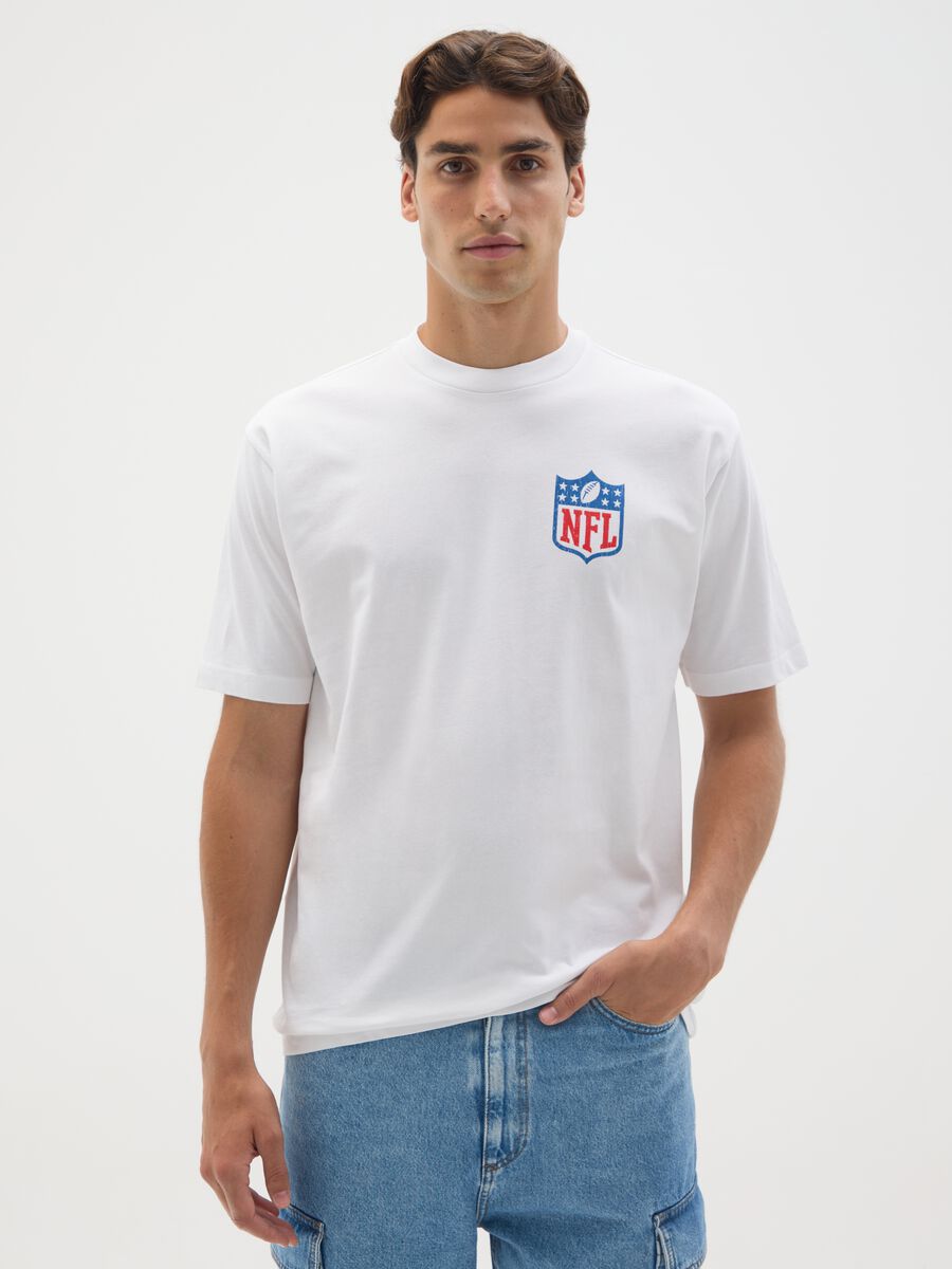 White pure cotton T-shirt with NFL logo_0
