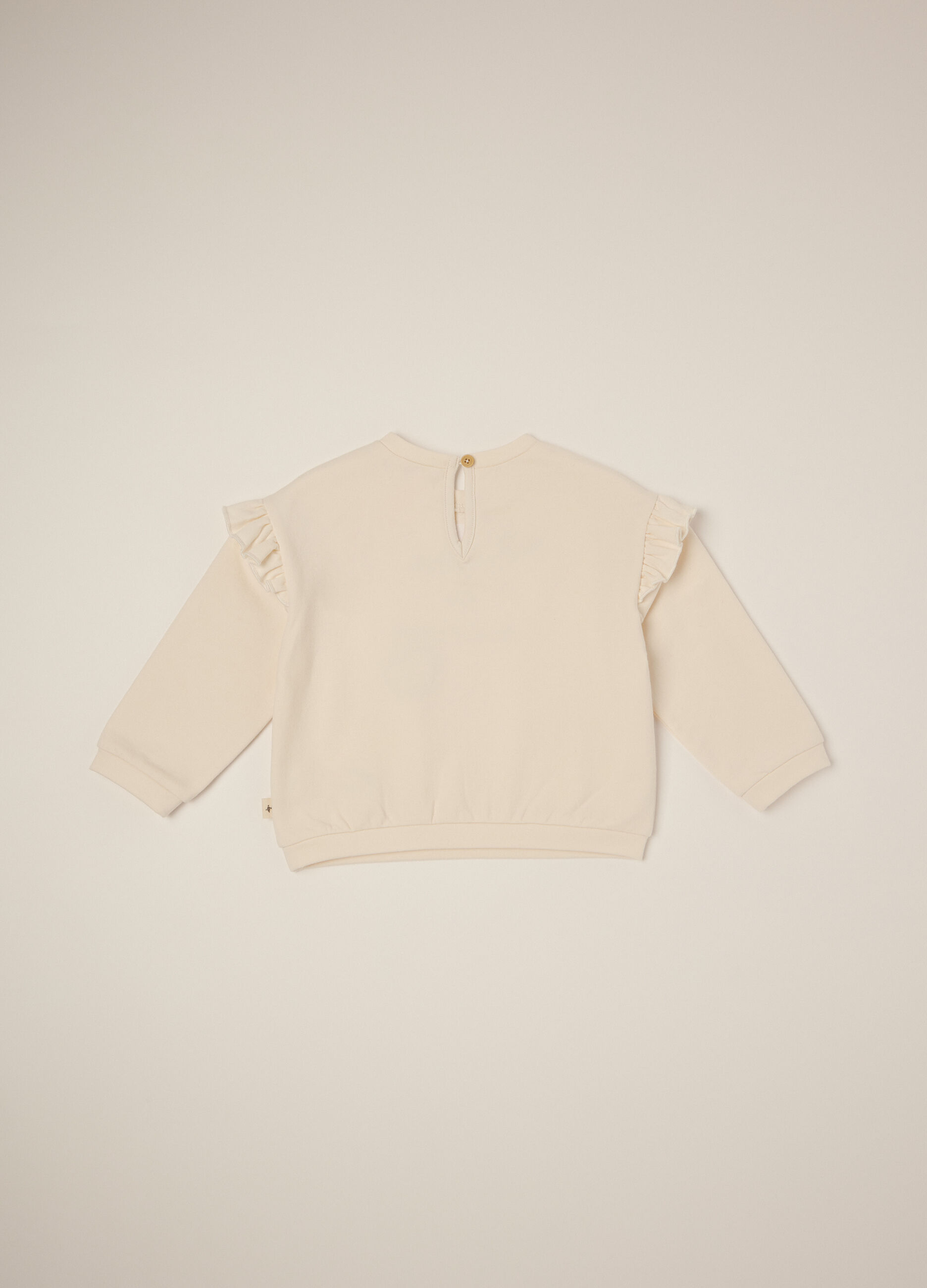 Stretch cotton beige top with ruffles