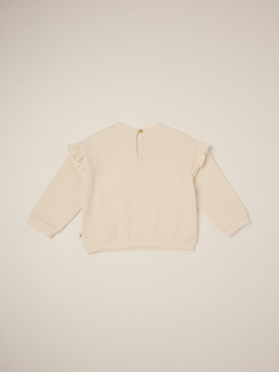 Stretch cotton beige top with ruffles_1