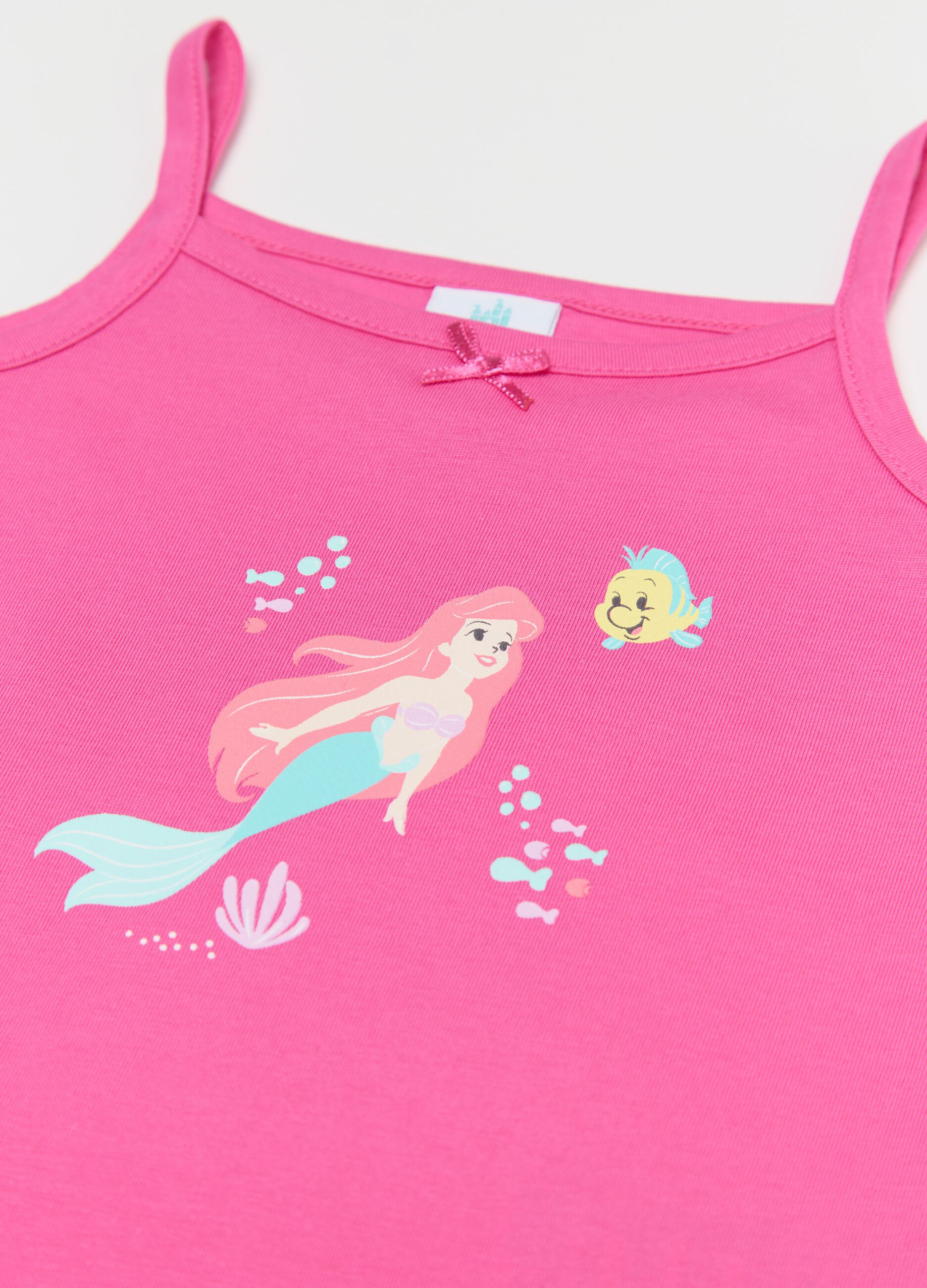 Two-pack pink cotton vests with The Little Mermaid print