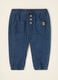 Blue pure cotton trousers with elasticated waist, regular fit_0