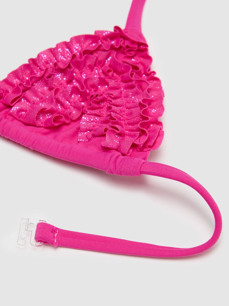 Girls' stretch blend pink bikini with ruffles and glitter_3