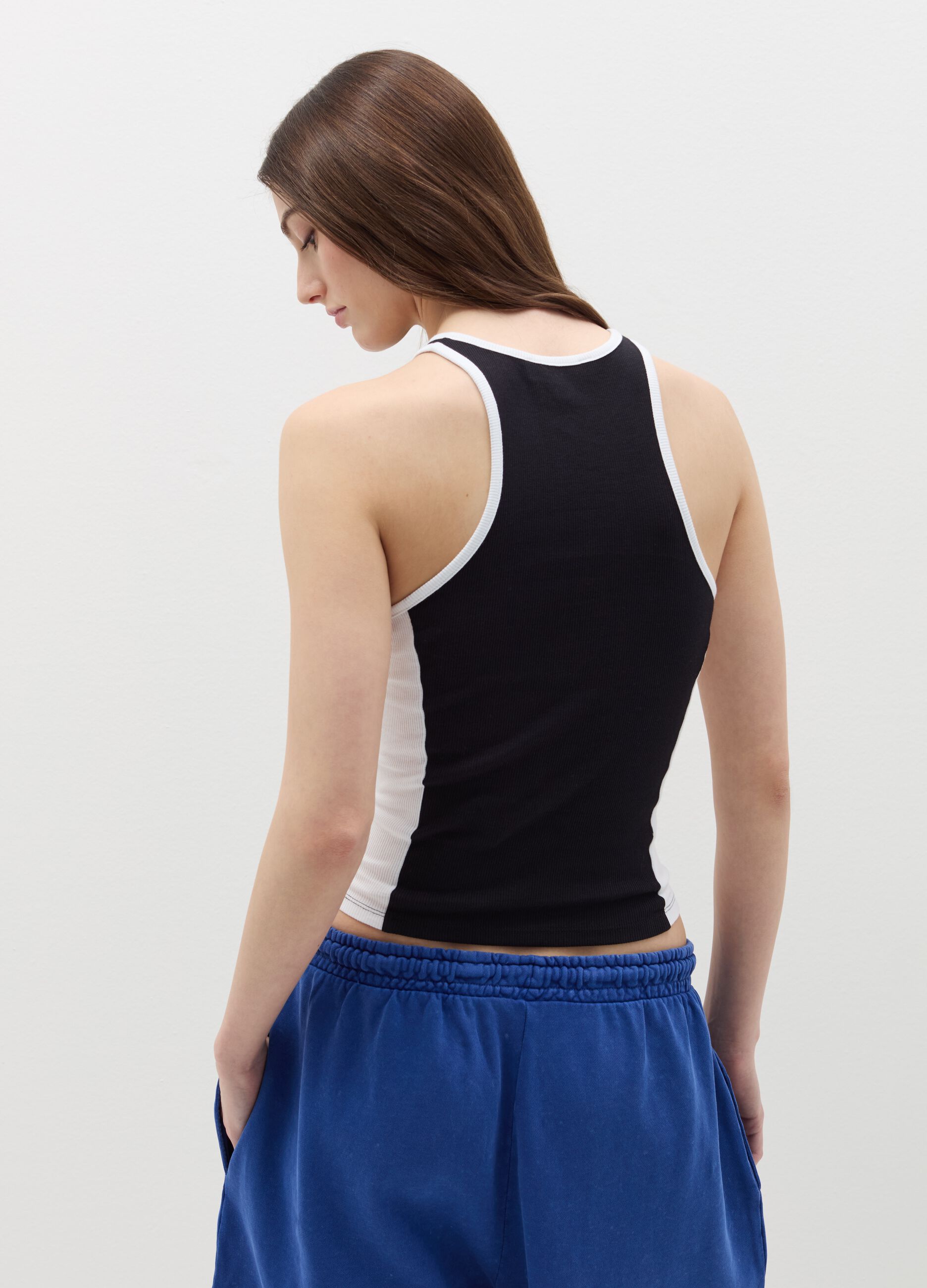 B.ANGEL X THE SEA BEYOND cropped tank top with zip