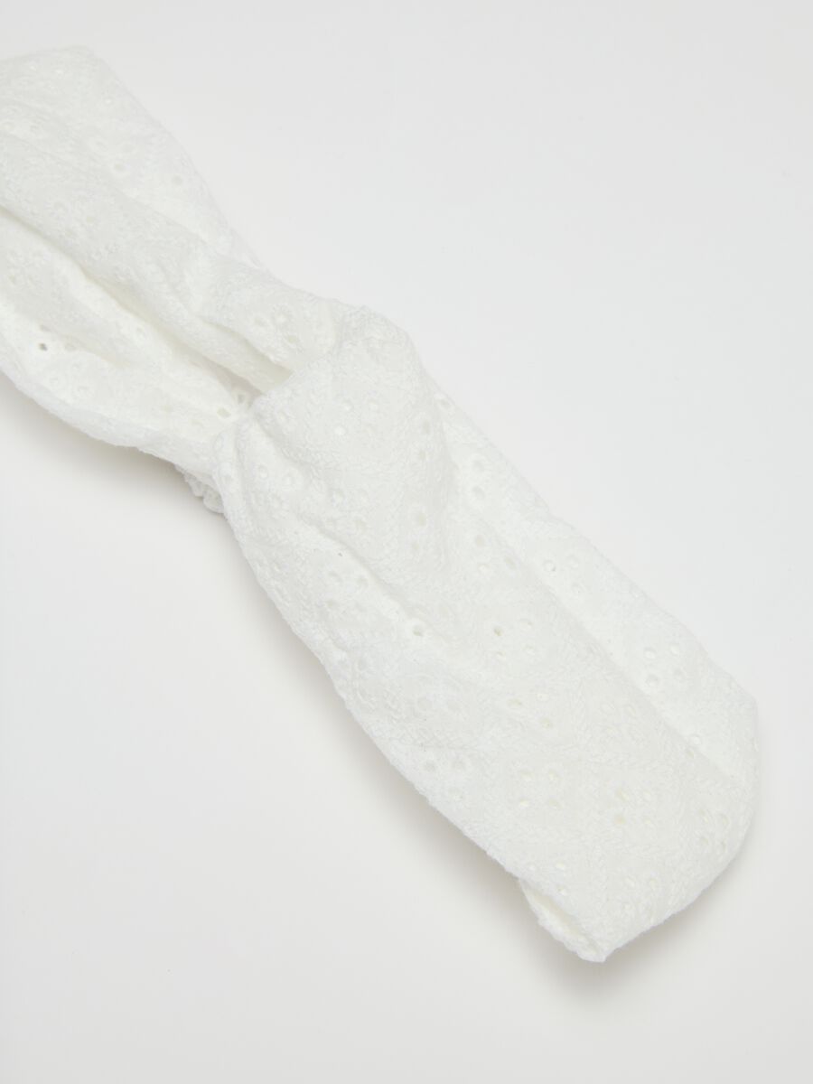 Fascia per capelli da donna in puro cotone bianca_2