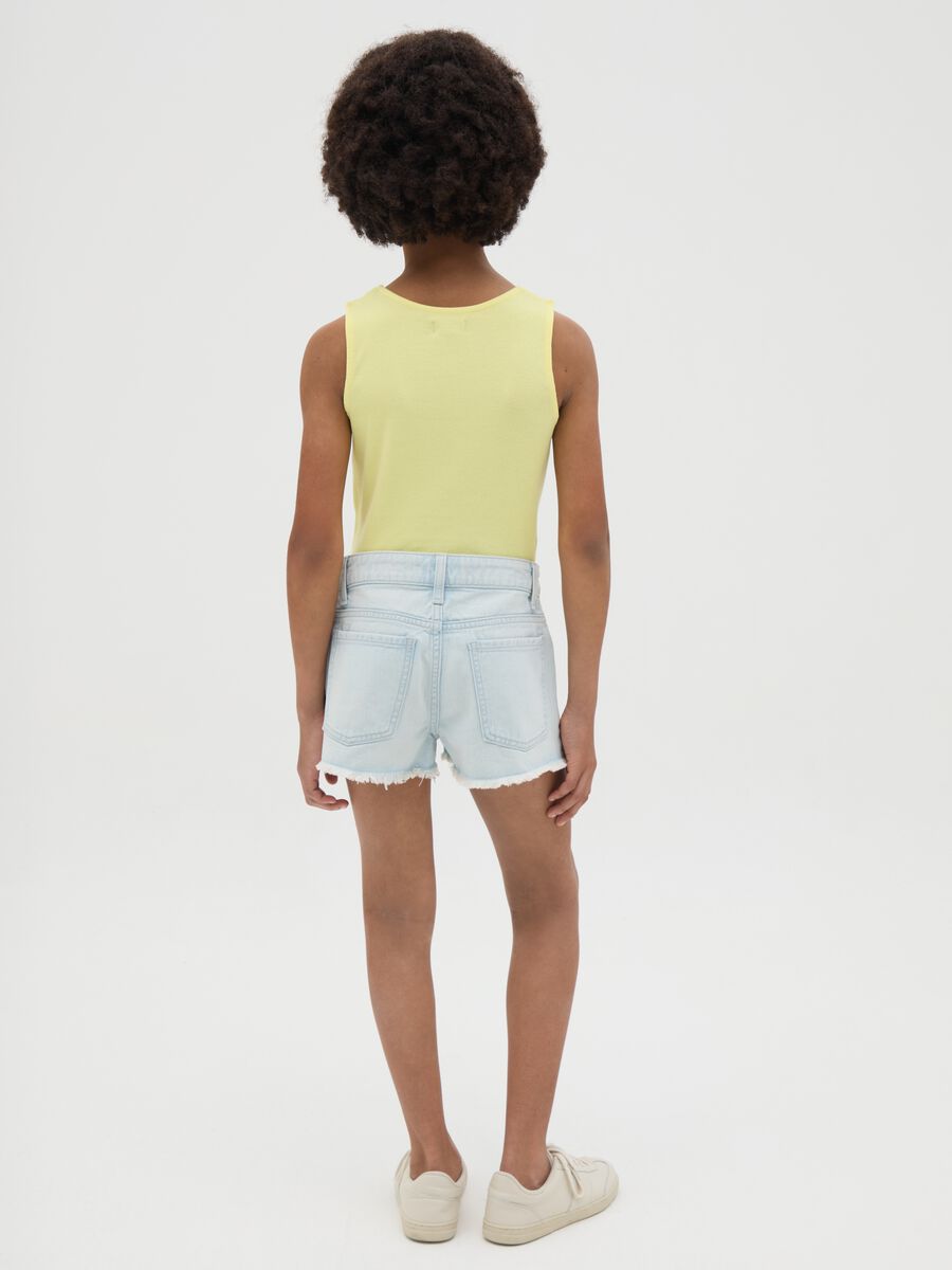 Shorts da ragazza in puro cotone azzurro regular fit con tasche_3