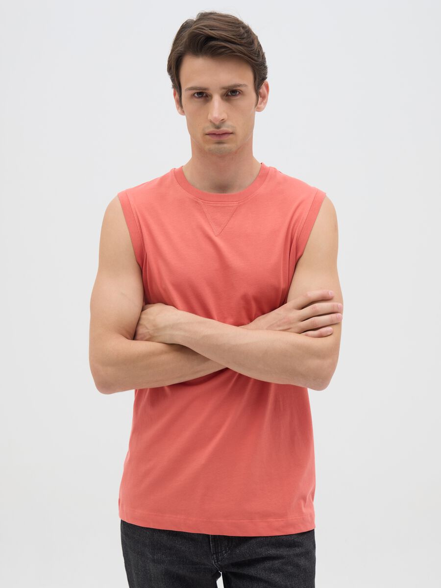 Men's pure cotton orange vest with regular fit_0