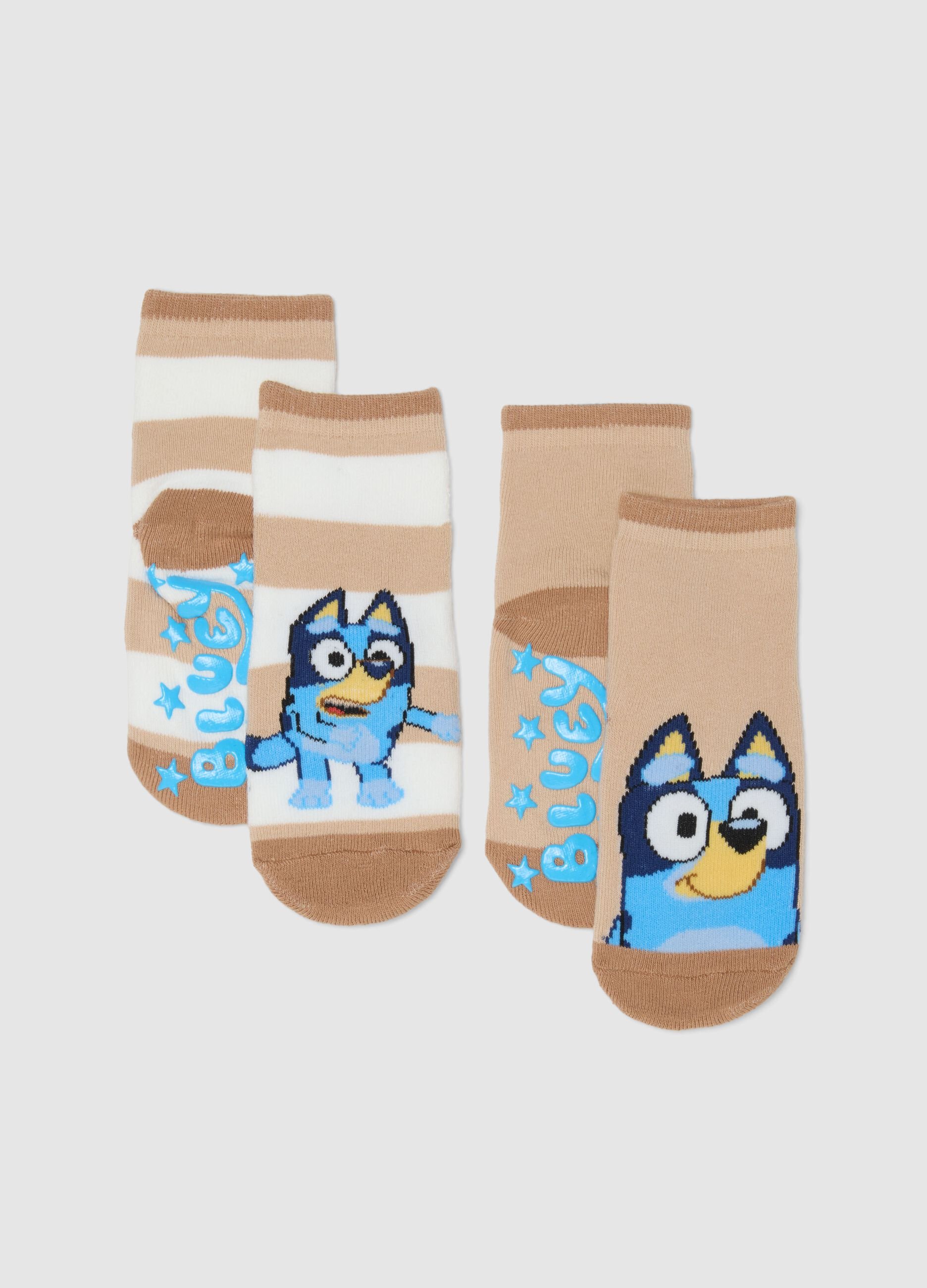 Bipack calzini in misto cotone multicolor da neonato con ricamo Bluey