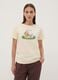 Beige pure cotton regular-fit T-shirt with cute animal print_0