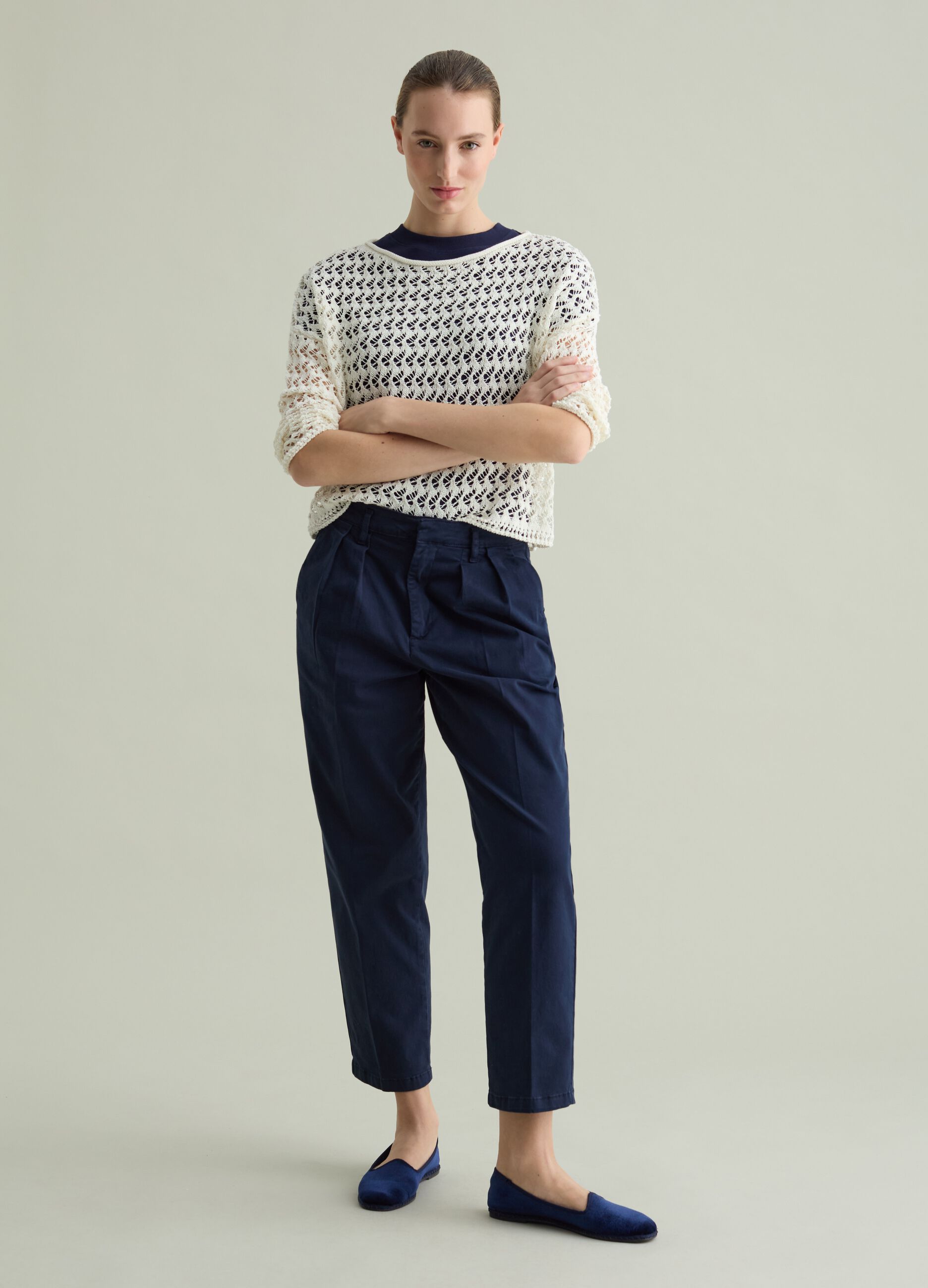 Knit top with boat neck